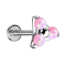 Micro Threadless Labret argento triangolo tre opali rosa
