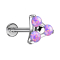 Micro Threadless Labret argento triangolo tre opali viola