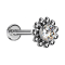 Micro Threadless Labret Silver Ball Flower Crystal Silver