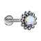 Micro Threadless Labret Silver Ball Flower Crystal Multicolor