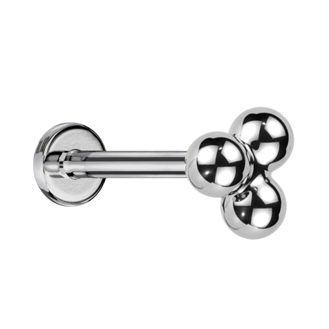 Micro Threadless Labret Silver Three Balls