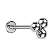 Micro Threadless Labret Silver Three Balls