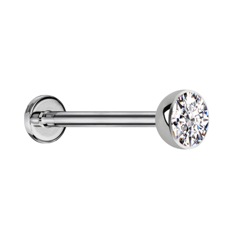 Micro Threadless Labret argent demi-sphère avec cristal argenté