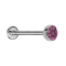 Micro Threadless Labret Silver Hemisphere with Pink Crystal