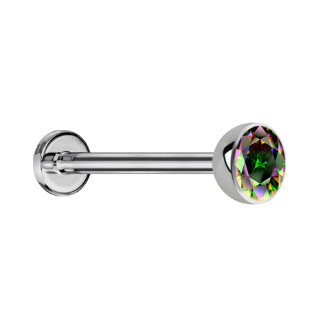 Micro Labret sans filetage argent demi-sphère avec cristal multicolore foncé