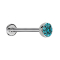 Micro Threadless Labret Silver Hemisphere with Crystal Aqua