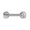 Micro Threadless Labret Silver Hemisphere with Crystal Silver