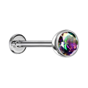 Micro Threadless Labret silver hemisphere with crystal...