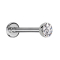 Micro Threadless Labret Silver Hemisphere with Crystal Silver