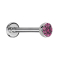 Micro Threadless Labret Silver Hemisphere with Pink Crystal