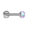 Micro Threadless Labret argento semisferico con cristallo multicolore