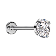 Labret Micro Threadless argent avec cristal serti argent