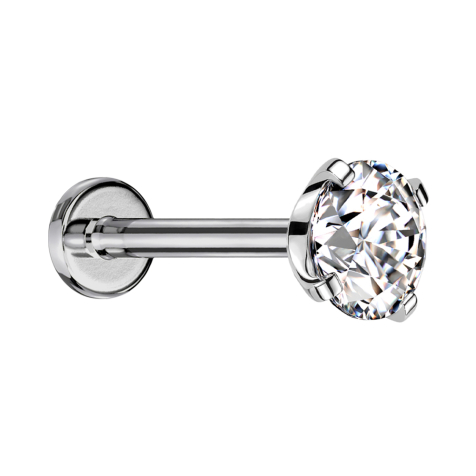 Labret Micro Threadless argento con cristallo incastonato in argento