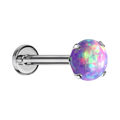 Micro Threadless Labret silver opal violet setting