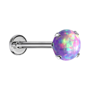 Micro Threadless Labret silber Opal violett gefasst