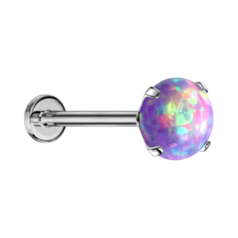 Micro Threadless Labret silver opal violet setting