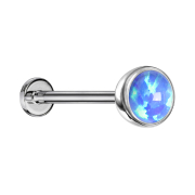 Micro Threadless Labret argento semisferico con opale blu