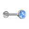 Micro Threadless Labret silber Halbkugel mit Opal blau