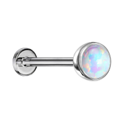 Micro threadless labret silver hemisphere with opal white