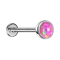 Micro threadless labret silver hemisphere with opal pink