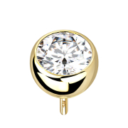 Emisfero Threadless in oro 14k e argento con cristalli