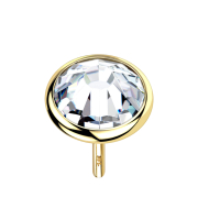 Threadless disk 14k gold with crystal silver