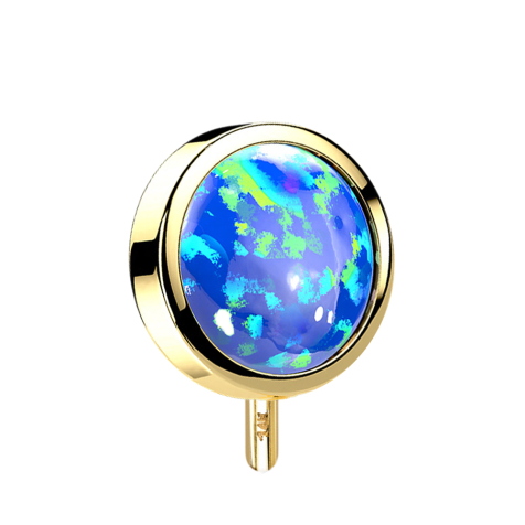 Disco senza filettatura in oro 14k con opale blu