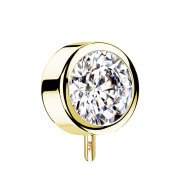 Threadless disk 14k gold front with crystal silver