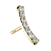 Threadless curved 14k gold with silver crystals