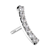 Threadless courbé en or blanc 14k avec cristaux...