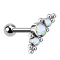 Micro Threadless Barbell argento con sfera e al centro con sfere e tre cristalli multicolori
