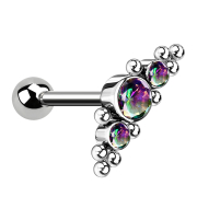 Micro threadless barbell in silver with ball and center...
