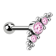 Micro Threadless Barbell silver with ball and center with...