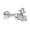 Micro Labret Innengewinde silber drei Kristalle silber