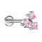 Micro Labret Innengewinde silber drei Kristalle pink