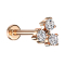 Micro Labret femelle or rose trois cristaux argentés