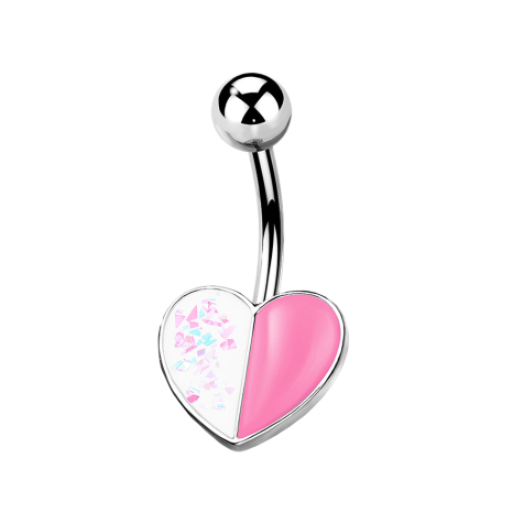 Banana argento cuore opale glitter e smalto rosa