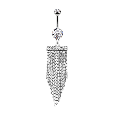 Banane argent avec pendentif boule barre pendante fil scintillant