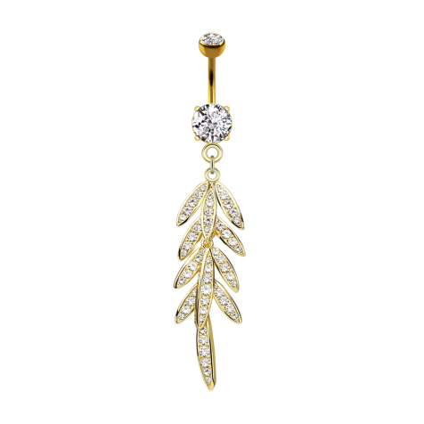 Banane 14k plaqué or avec deux boules cristal argent pendentif feuilles