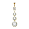 Banana 14k gold-plated with two balls crystal silver pendant three crystal drops