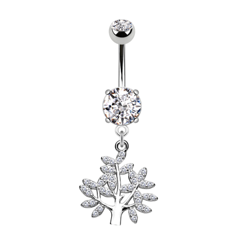 Banana silver with two balls crystal silver pendant tree of life