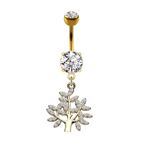 Banana 14k gold-plated with two balls crystal silver pendant tree of life