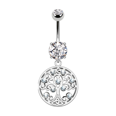 Banana silver with two balls crystal silver pendant round living tree