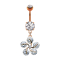 Banana rose gold with two balls crystal silver pendant five crystal petals