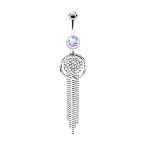 Banane silber mit zwei Kugeln Kristall multicolor Anhänger Kronleuchter glitzerfaden