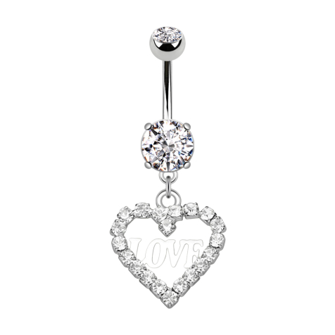 Banane argentée avec deux boules cristal argenté Pendentif cristal cœur Love