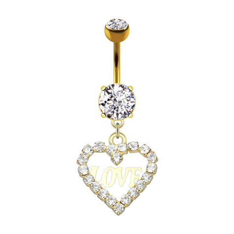 Banane dorée 14k avec deux boules de cristal argenté Pendentif cristal cœur Love