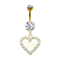 Banane dorée 14k avec deux boules de cristal argenté Pendentif cristal cœur Love