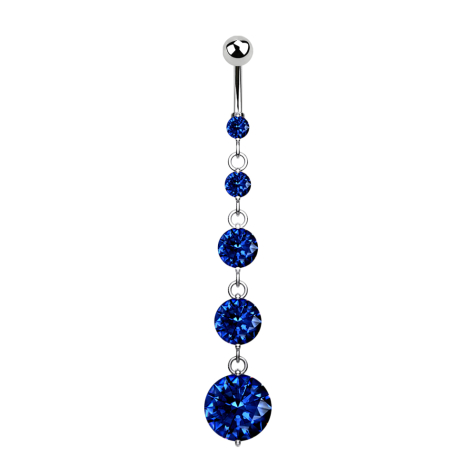 Banane argentée avec boule et cristal boule bleu foncé pendentif quatre cristaux ronds