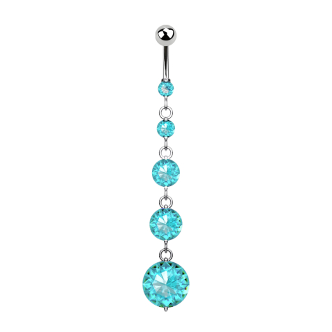 Banana silver with ball and ball crystal aqua pendant four round crystals